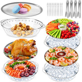 FRUIID eleven-point-eight-inch chilled serving tray quad-pack keeps seafood and fruit cool for gatherings.