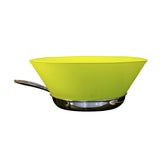 Frywall 12 Green splatter guard on a 12-inch pan reduces oil splatter and mess.