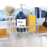 Fssvcd Maifan sink caddy with self-drain tray keeps countertops dry.