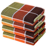 Fucibt bright kitchen towel with orange buffalo check, absorbs spills quickly