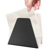 Fudontte compact napkin dispenser front view with sleek black steel finish for everyday counter use.