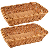 Fulhdedi rectangular poly-wicker bread basket for table display and food service