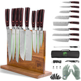 FULLHI knife-set with magnetic block keeps blades organized for easy access.