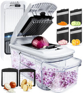 Fullstar mandoline slicer with four blades enabling versatile veggie prep