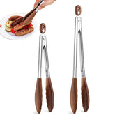 FunApricity wooden tongs with walnut wood tip for gentle cookware protection