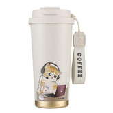 Funkrin coffee travel mug with ceramic interior coating preserves flavor and prevents metallic taste.