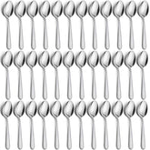 Funnydin 36-piece teaspoon set in a kitchen drawer with mirror-polished finish.