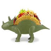 Funwares Tricerataco dinosaur-taco-holder cradles two tacos for mess-free meals.