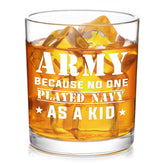 Futtumy 10oz whiskey glass with Army phrase; ideal for military celebrations.