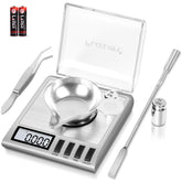 Fuzion milligram scale display shows precise 0.001 g readings for powders