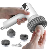 Fuzqq electric egg cleaner brush in action on eggs for fast cleaning