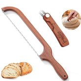 FYLFOTA sourdough bread knife handle close-up with ergonomic grip for comfortable slicing.