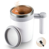 G · PEH Self Stirring Mug front view in grey for convenient one-button mixing.