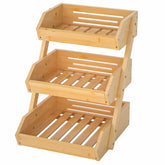 G.a HOMEFAVOR bamboo fruit basket top view with breathable 3-tier design.