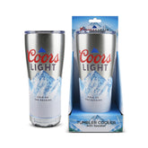 Gabba Goods Coors Light tumbler with LED glow and brushed stainless finish for outdoor nights.