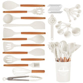 Gaixvny 34P slotted turner with wooden handle for safe nonstick flipping