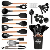 Gaixvny 34-piece silicone set with slotted turner; safe for nonstick cookware