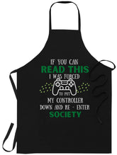 Gamer Black Cooking Apron with adjustable strap for a secure, comfortable fit during cooking.