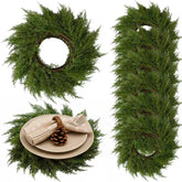 Gandeer Christmas placemats round cedar wreath close-up for festive table decor and protection.