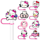 Garetheora cartoon straw covers cap set on 10mm tumblers, quick decorating for drinks