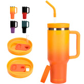 GAZLEMHO 40oz tumbler with handle and straw-spout in ombre orange for easy on-the-go sipping.
