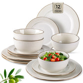 GBHOME ceramic dinner plates with embossed design for elegant daily meals.