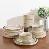 GBHOME stoneware dinner plates for four in cappuccino glaze, ideal for family meals.