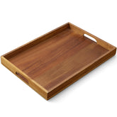 GCWSTJK 17-inch acacia tray with handles, easy serving on any surface.