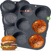 GDDGCUO 6-cup burger bun pan showing six cavities for uniform buns