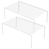 GEDLIRE two-tier kitchen cabinet shelf organizer in white for plates and mugs.