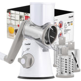 Geedel rotary cheese grater barrel view showing quick shredding capability