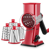 Geedel rotary cheese grater with handle for easy shredding.