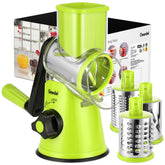 Geedel rotary cheese grater on counter with stable suction base.
