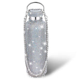 Geiserailie Diamond water bottle rhinestones sparkle on a shiny surface for stylish hydration