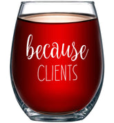 Gelid Because Clients stemless glass front view for humorous gifting