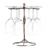 GeLive bronze wine glass holder stand on a countertop, ideal for drying and display.