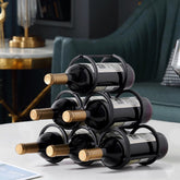 GeLive triangle wine rack 6 bottles full view for countertop display.