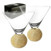 GEMEZZI Gemello stemless martini glasses with gold base for festive toasts