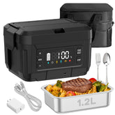 Genasmil cordless lunch box with open container showing spacious 1.2L interior for hearty meals.