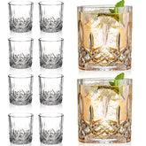 Gencywe crystal whiskey glass set of 8 on a bar countertop, ideal for home entertaining