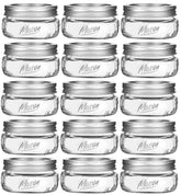 Generic 16-pack 8oz wide-mouth mason jar for versatile kitchen storage.