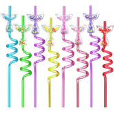 Generic 24 glitter mermaid tail drinking straws add festive flair to parties and drinks.