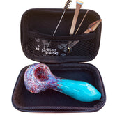 Generic 4-inch glass pipe set in blue and purple for display and grip