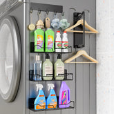 Generic magnetic shelf attached to a washing machine keeps laundry essentials within reach.