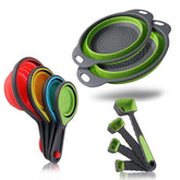 Generic collapsible colander for pasta draining and space-saving storage.