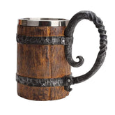 Generic wooden beer mug with barrel-style handle for authentic tavern vibes