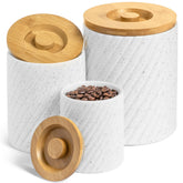 Gennua Kitchen ceramic canister 80oz with airtight seal for flour and staples.