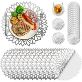 Geosar silver placemats with hollow design for elegant table decor.