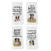 Geqtt Australian Shepherd dish towels 4-pack on rack, quick-dry performance.