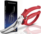 Gerior heavy-duty poultry shears with red handles for durable poultry cutting and easy grip.